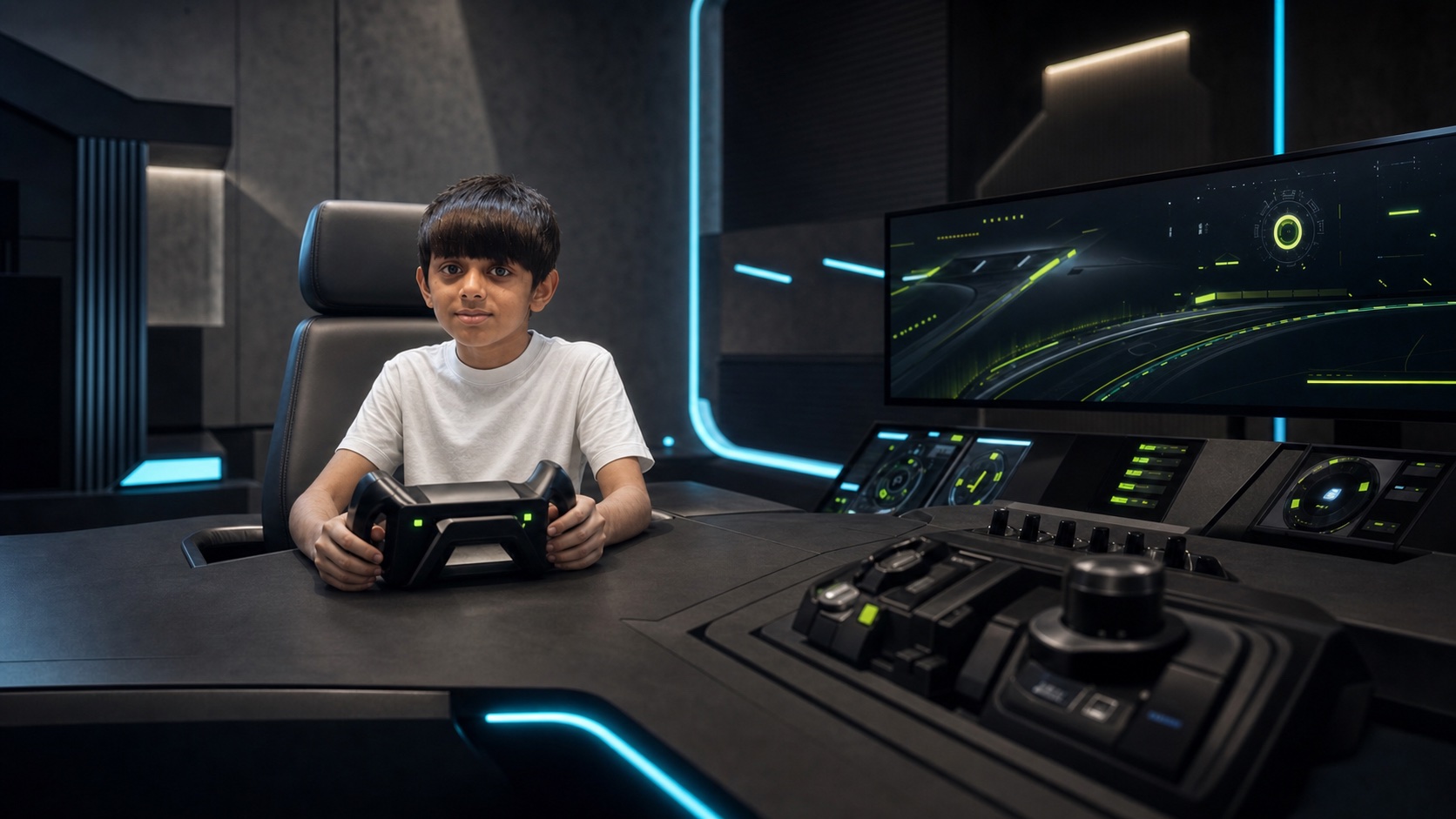 Vedansh at an imagined futuristic command station